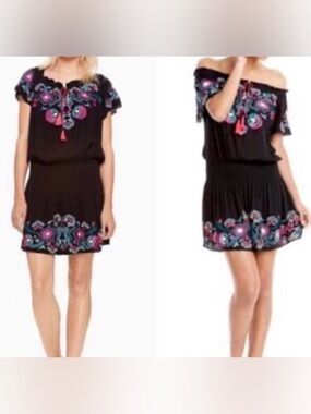 Parker black embroidered dress